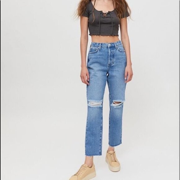 Urban Outfitters BDG Slim Straight Medium Wash Blue Jeans Distressed Denim 32 - Picture 7 of 7